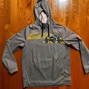 Nike Vintage Hoodie Sweatshirt Men's Large Gray Embroidered Fleece Y2K Sports